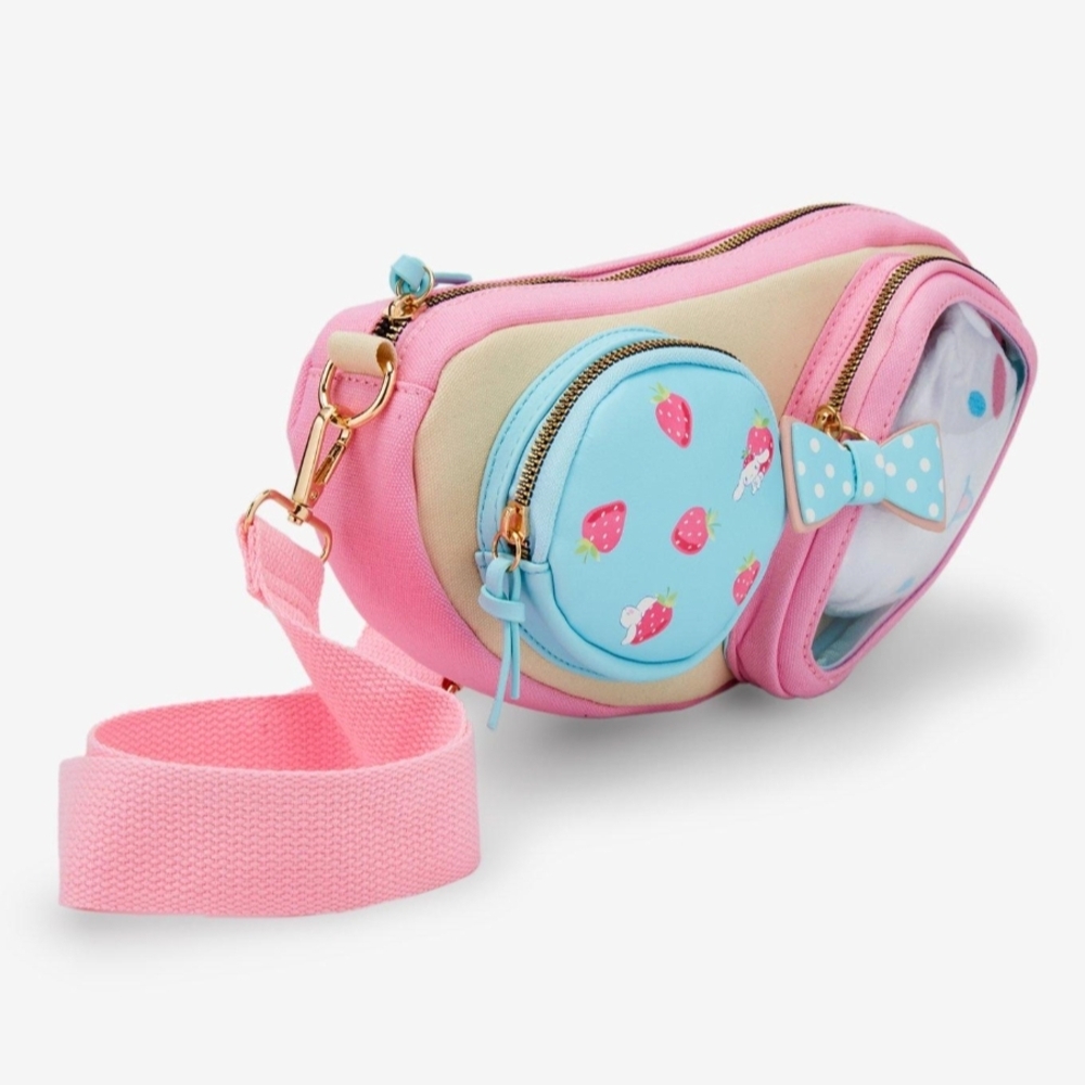 Strawberry Print Kids Crossbody Bag - Pink and Blue